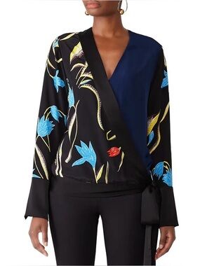 Diane von Furstenberg Oswald Cross Over Blouse size Medium.